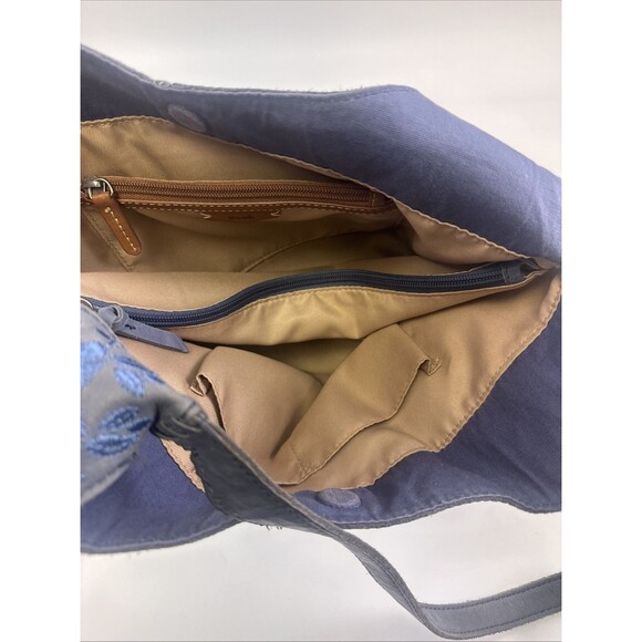 The Sak Huntley Leather Hobo Bag Purse Lake Wildflower Embroidery Blue Soft - Picture 9 of 15